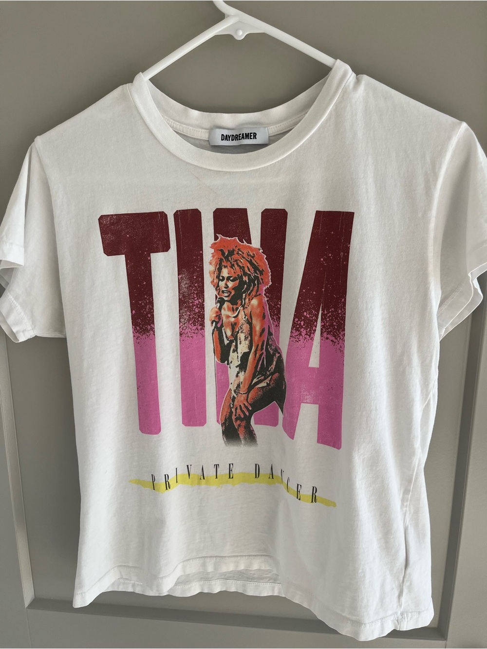 Daydreamer TINA Graphic Tee - White with Pink & Maroon xs